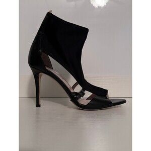 SJP Sarah Jessica Parker Black Leather Caged Heels Size 38.5 Brand New